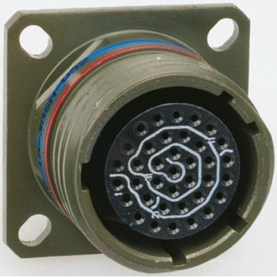 Amphenol, TV 6 Way Wall Mount MIL Spec Circular Connector Receptacle, Pin Contacts,Shell Size 11, Screw Coupling,