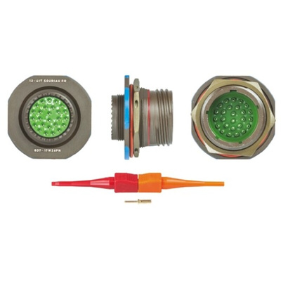 Souriau, 8D 26 Way Panel Mount MIL Spec Circular Connector Receptacle, Pin Contacts,Shell Size 17, Screw Coupling,