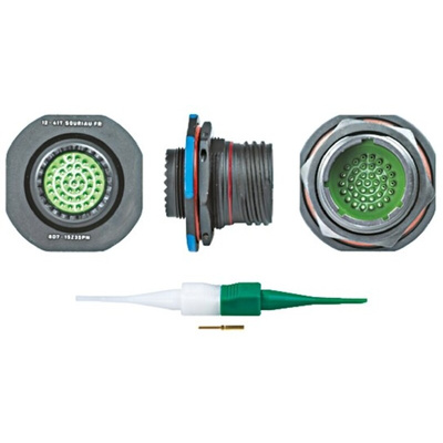 Souriau, 8D 37 Way Panel Mount MIL Spec Circular Connector Receptacle, Pin Contacts,Shell Size 15, Screw Coupling,