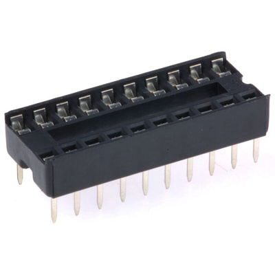Winslow, W3100 2.54mm Pitch Vertical 20 Way, Through Hole Stamped Pin Open Frame IC Dip Socket, 10A