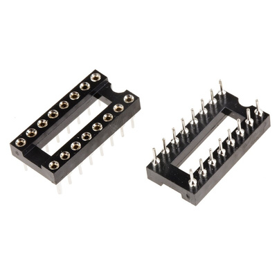 Winslow 2.54mm Pitch Vertical 16 Way, Through Hole Turned Pin Open Frame IC Dip Socket, 5A
