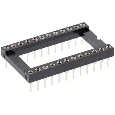 Winslow 2.54mm Pitch Vertical 24 Way, Through Hole Turned Pin Open Frame IC Dip Socket, 5A