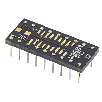 Winslow Straight Through Hole Mount 1.27 mm, 2.54 mm Pitch IC Socket Adapter, 18 Pin Female SOP to 18 Pin Male DIP