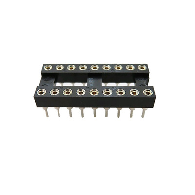 RS PRO 2.54mm Pitch 18 Way, Through Hole Turned Pin IC Dip Socket, 3A