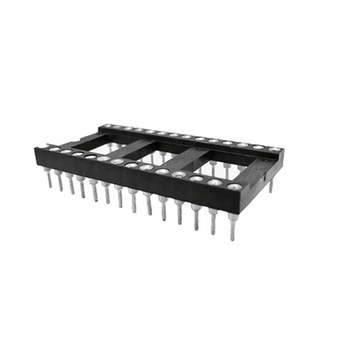 RS PRO 2.54mm Pitch 28 Way, Through Hole Turned Pin IC Dip Socket, 3A