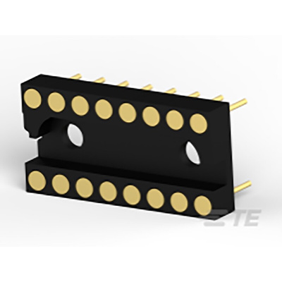 TE Connectivity, 1437536 2.54mm Pitch Vertical 16 Way, Through Hole Standard Pin Closed Frame IC Dip Socket, 3A