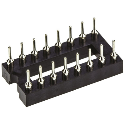 Winslow 2.54mm Pitch Vertical 16 Way, Through Hole Turned Pin Open Frame IC Dip Socket, 5A