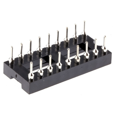 Winslow 2.54mm Pitch Vertical 18 Way, Through Hole Turned Pin Open Frame IC Dip Socket, 5A