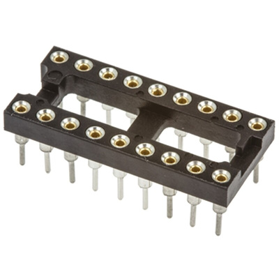 TE Connectivity, Economy 800 2.54mm Pitch Vertical 18 Way, Through Hole Stamped Pin Open Frame IC Dip Socket, 3A