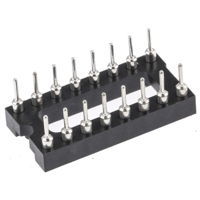 E-TEC 2.54mm Pitch Vertical 16 Way, Through Hole Turned Pin Open Frame IC Dip Socket, 3A