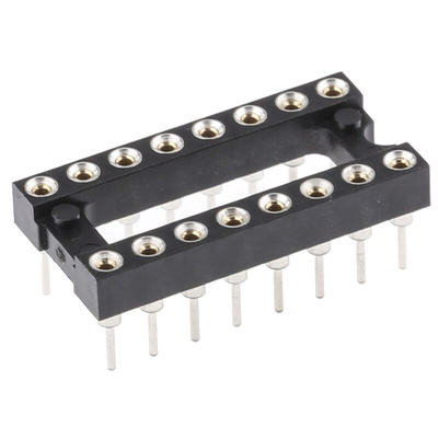 E-TEC 2.54mm Pitch Vertical 16 Way, Through Hole Turned Pin Open Frame IC Dip Socket, 3A