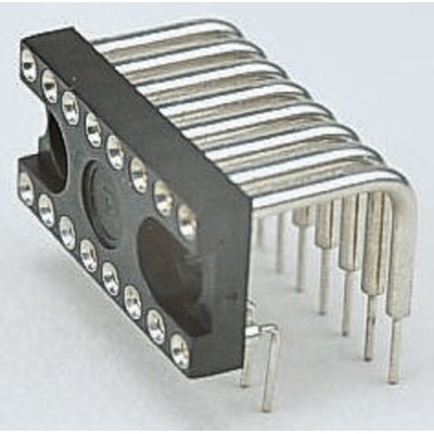 E-TEC 2.54mm Pitch Right Angle 20 Way, Through Hole Turned Pin Closed Frame IC Dip Socket