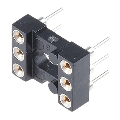 E-TEC 2.54mm Pitch Vertical 6 Way, Through Hole Turned Pin Open Frame IC Dip Socket