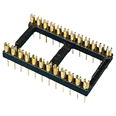 E-TEC 2.54mm Pitch Vertical 28 Way, Through Hole Turned Pin Open Frame IC Dip Socket, 1A