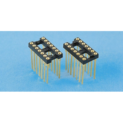 E-TEC 2.54mm Pitch Vertical 16 Way, Through Hole Turned Pin Open Frame IC Dip Socket