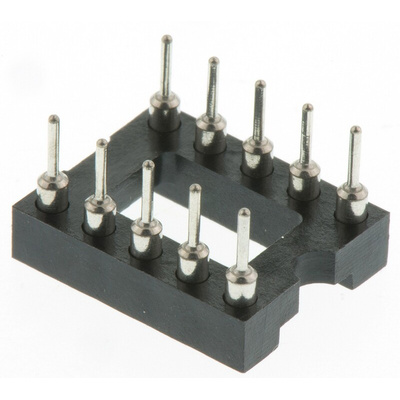 Preci-Dip 2.54mm Pitch Vertical 10 Way, Through Hole Turned Pin Open Frame IC Dip Socket, 1A