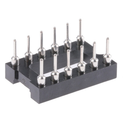 Preci-Dip 2.54mm Pitch Vertical 12 Way, Through Hole Turned Pin Open Frame IC Dip Socket, 1A