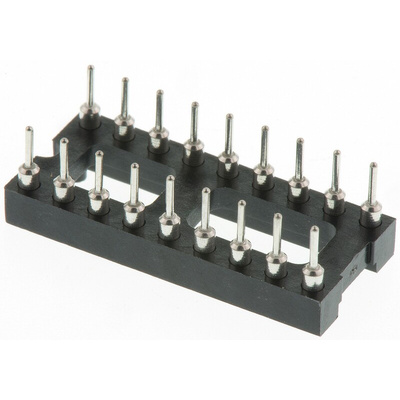 Preci-Dip 2.54mm Pitch Vertical 18 Way, Through Hole Turned Pin Open Frame IC Dip Socket, 1A