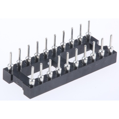 Preci-Dip 2.54mm Pitch Vertical 20 Way, Through Hole Turned Pin Open Frame IC Dip Socket, 1A