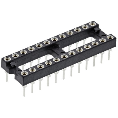 Preci-Dip 2.54mm Pitch Vertical 24 Way, Through Hole Turned Pin Open Frame IC Dip Socket, 1A