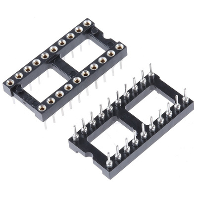 Preci-Dip 2.54mm Pitch Vertical 20 Way, Through Hole Turned Pin Open Frame IC Dip Socket, 1A