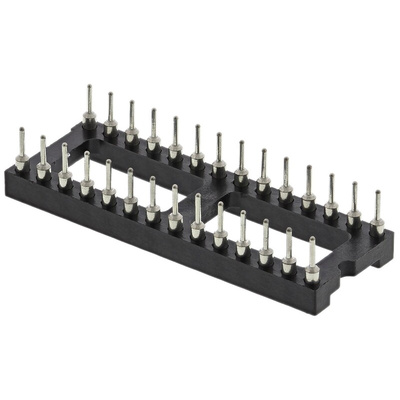 Preci-Dip 2.54mm Pitch Vertical 28 Way, Through Hole Turned Pin Open Frame IC Dip Socket, 1A