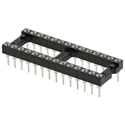 Preci-Dip 2.54mm Pitch Vertical 28 Way, Through Hole Turned Pin Open Frame IC Dip Socket, 1A