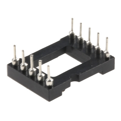 Preci-Dip 2.54mm Pitch Vertical 10 Way, Through Hole Turned Pin Open Frame IC Dip Socket, 1A