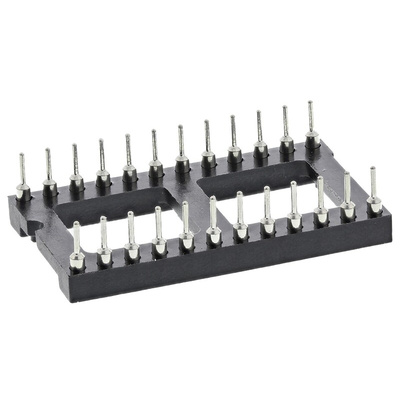 Preci-Dip 2.54mm Pitch Vertical 24 Way, Through Hole Turned Pin Open Frame IC Dip Socket, 1A