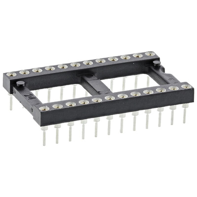 Preci-Dip 2.54mm Pitch Vertical 24 Way, Through Hole Turned Pin Open Frame IC Dip Socket, 1A