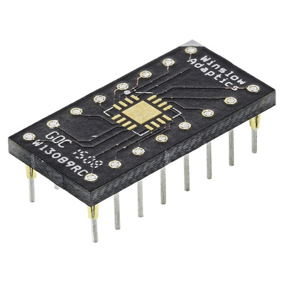 Winslow Straight Through Hole Mount 0.65 mm, 2.54 mm Pitch IC Socket Adapter, 16 Pin Female QFN to 16 Pin Male DIP