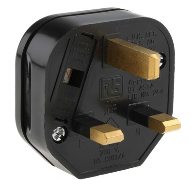 RS PRO UK Mains Plug, 13A, Cable Mount, 250 V ac