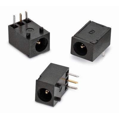 Wurth Elektronik, WR-DC Right Angle DC Socket Rated At 2.0A, 20.0 V, Panel Mount, length 6.3mm, Gold, Tin