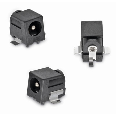 Wurth Elektronik, WR-DC Right Angle DC Socket Rated At 5.0A, 24.0 V, PCB Mount, length 9.0mm, Gold, Tin