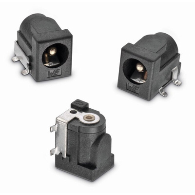 Wurth Elektronik, WR-DC Right Angle DC Socket Rated At 5.0A, 24.0 V, PCB Mount, length 9.0mm, Gold, Tin