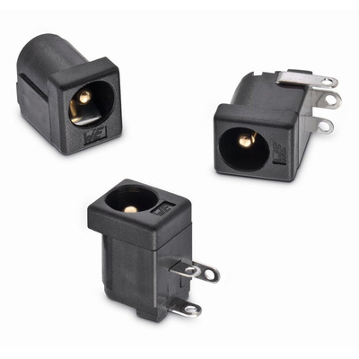 Wurth Elektronik, WR-DC Right Angle DC Socket Rated At 5.0A, 24.0 V, Panel Mount, length 9.0mm, Gold, Tin