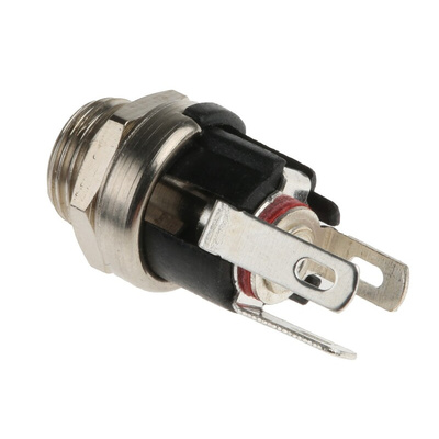 Lumberg, 16 DC Socket Rated At 500.0mA, 12.0 V, Panel Mount, length 13.2mm, Nickel, Silver