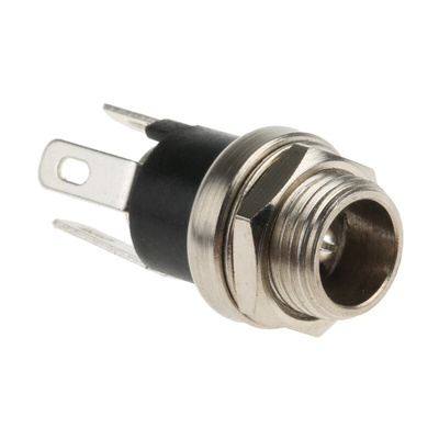 Lumberg, 16 DC Socket Rated At 500.0mA, 12.0 V, Panel Mount, length 13.2mm, Nickel, Silver
