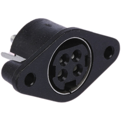 Kycon, KPJX DC Socket Rated At 7.5A, 48.0 V, Panel Mount, length 25.2mm, Tin