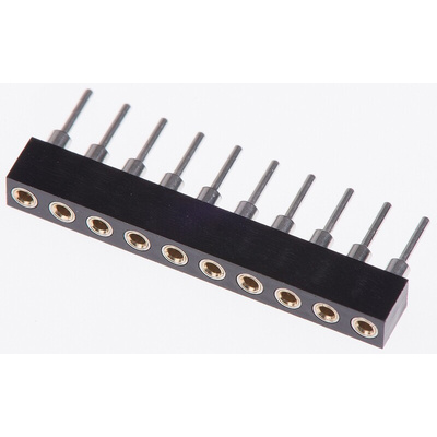 10 Way Preci-Dip Straight Through Hole 2mm SIL Socket, Solder, 3A 100 V ac, 150 V dc