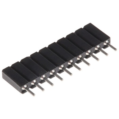 10 Way Preci-Dip Straight Through Hole 2.54mm SIL Socket, Solder, 3A 100 V ac, 150 V dc