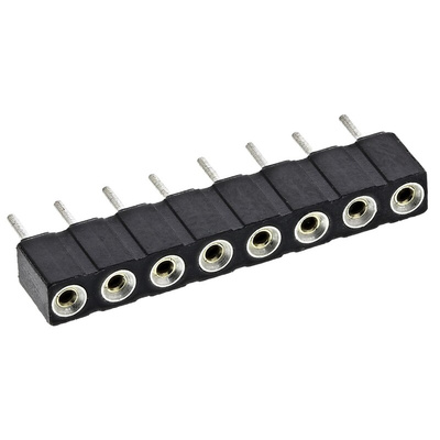8 Way Preci-Dip Straight Through Hole 2.54mm SIL Socket, Solder, 3A 100 V ac, 150 V dc
