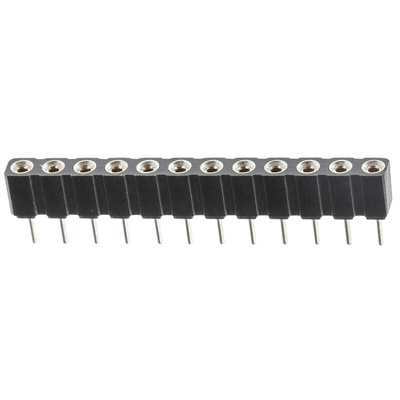 12 Way Preci-Dip Straight Through Hole 2.54mm SIL Socket, Solder, 3A 100 V ac, 150 V dc