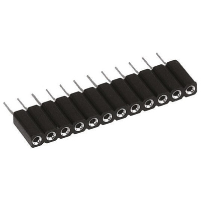 10 Way Preci-Dip Right Angle SMT 2.54mm SIL Socket, Solder, 3A 100 V ac, 150 V dc