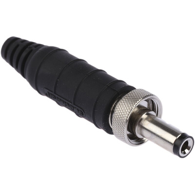 Switchcraft DC Plug Rated At 5.0A, Cable Mount, length 57mm, Nickel, IP68