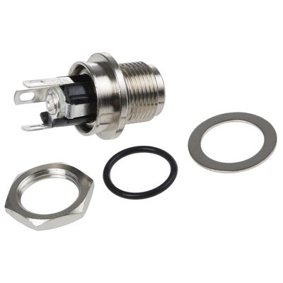 Switchcraft DC Socket Rated At 5.0A, 30.0 V, Panel Mount, length 26.3mm, Silver, IP68
