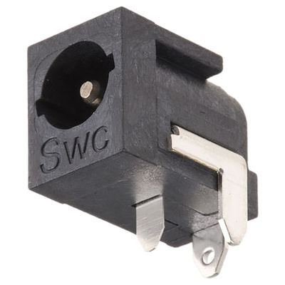 Switchcraft Right Angle DC Socket Rated At 5.0A, Panel Mount, length 9.4mm, Nickel