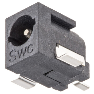 Switchcraft Right Angle DC Socket Rated At 5.0A, PCB Mount, length 15.2mm, Nickel