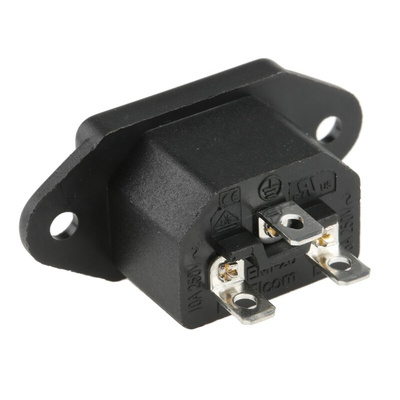 RS PRO C14 Panel Mount IEC Connector Male, 10A, 250 V