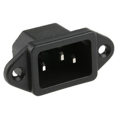 RS PRO C14 Panel Mount IEC Connector Male, 10A, 250 V